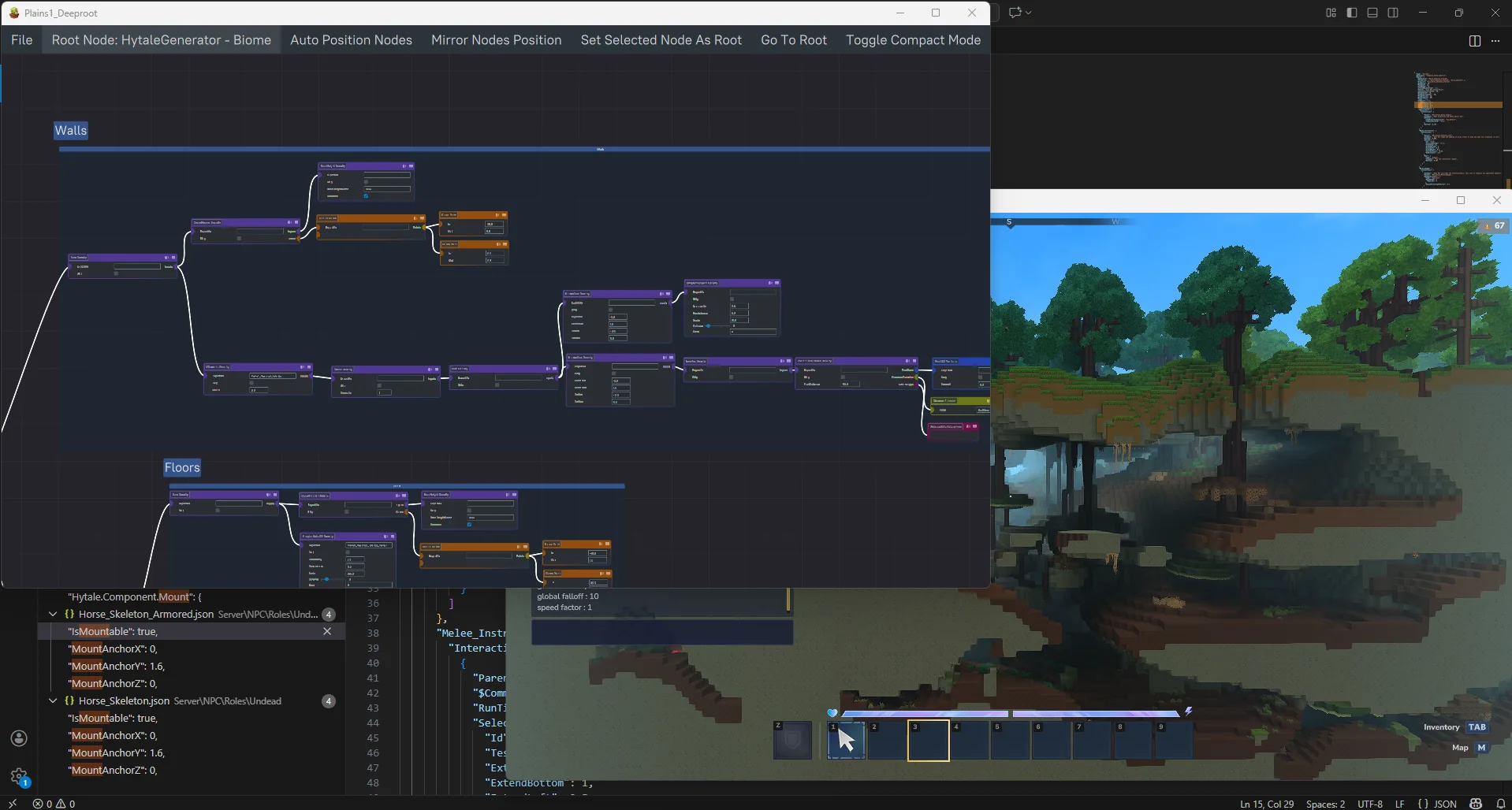 Official Hytale Asset Graph editor showing connected content nodes