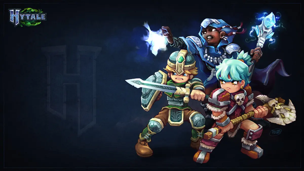 Official Hytale screenshot showing stylized world exploration for comparison with Minecraft-style sandbox play